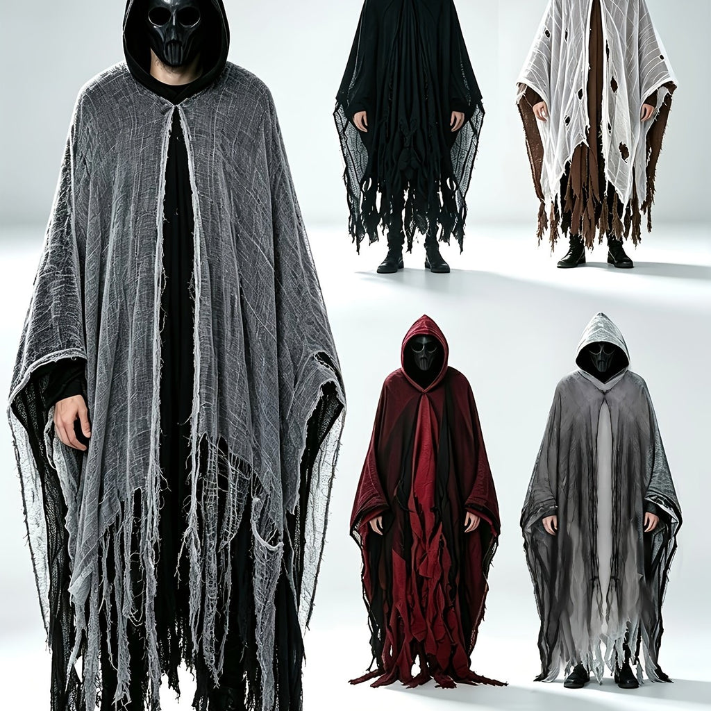 Halloween Hooded Ghost Costume with Tattered Cape