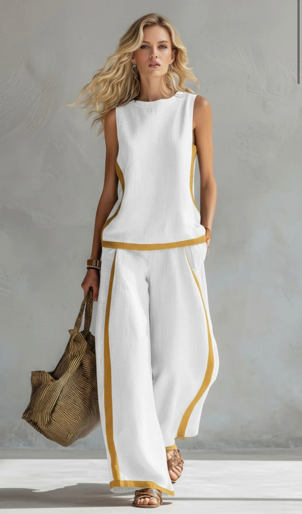 Women’s Pant Set with Contrast Trim
