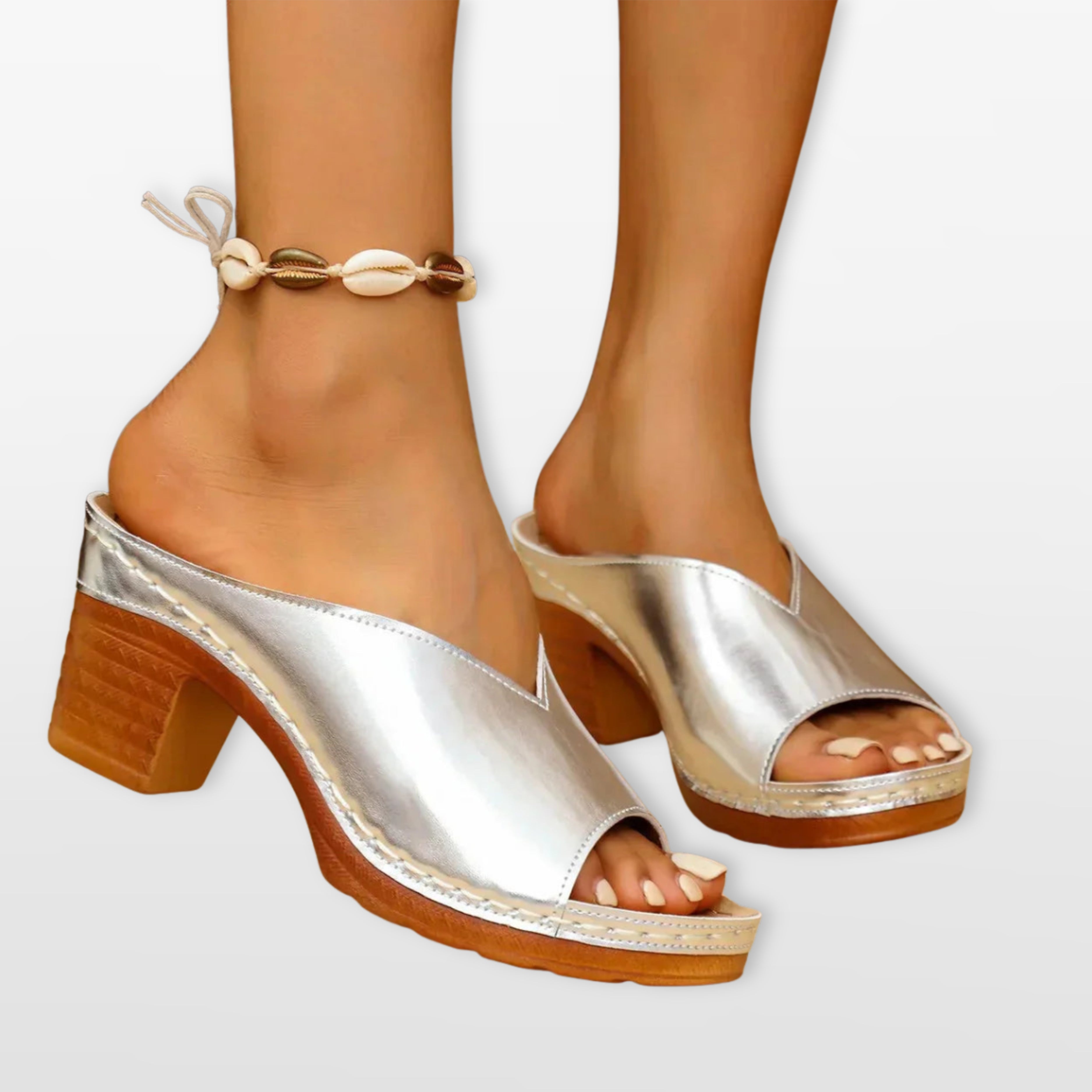Women Block Heel Mule Sandals