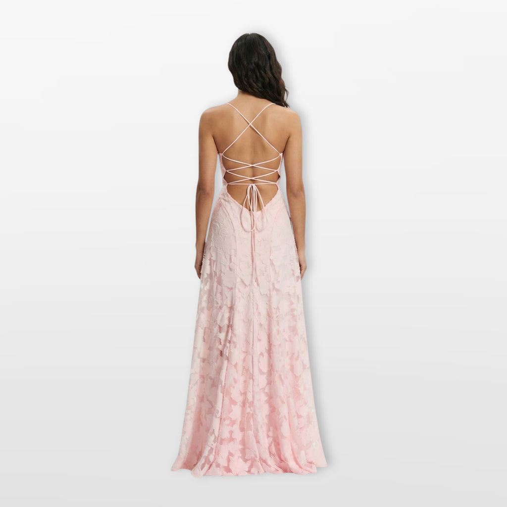 Women’s Lace Back Evening Dress A Line Maxi