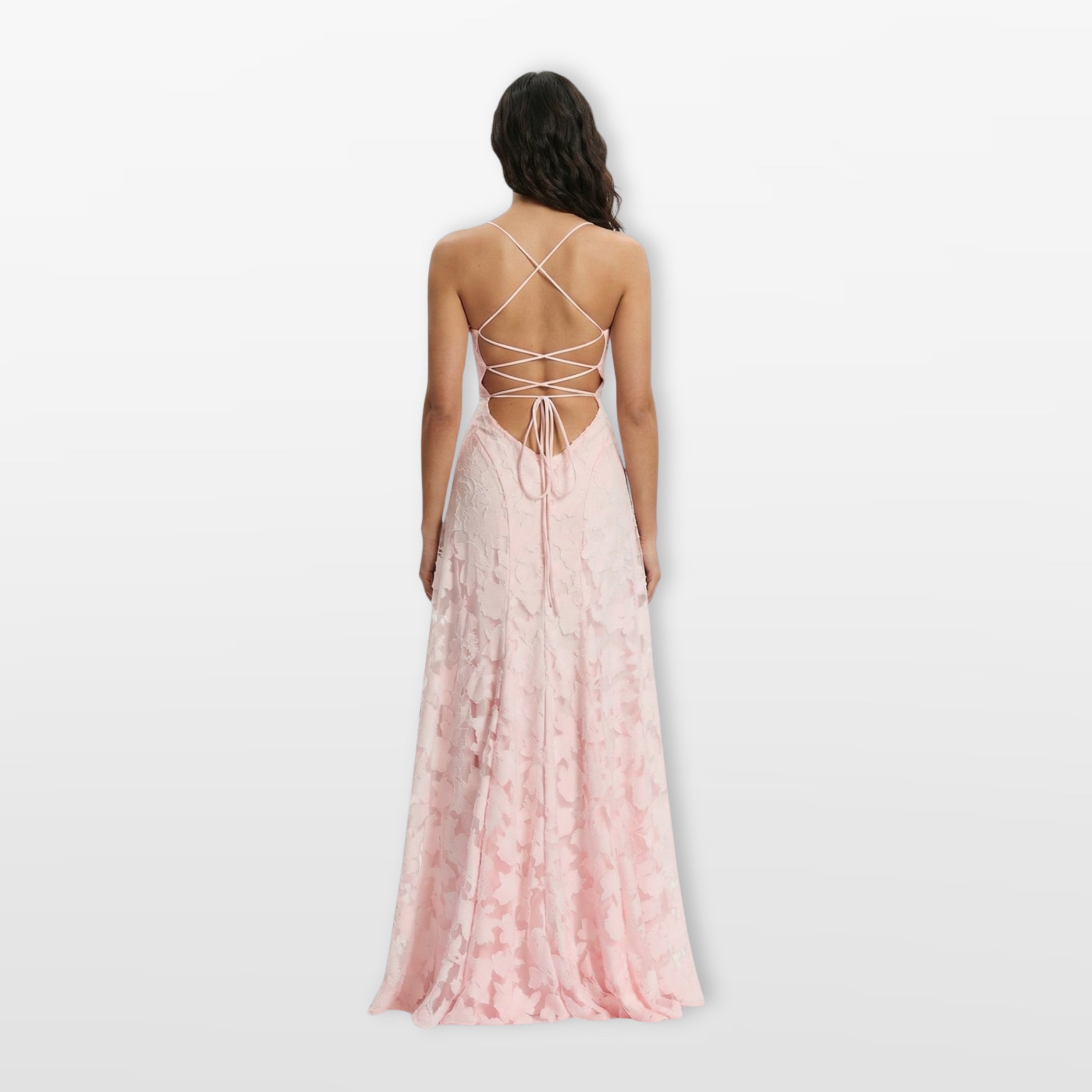Women’s Lace Back Evening Dress A Line Maxi