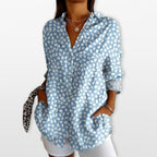 Women’s Printed Button Blouse Artistic Casual Shirt