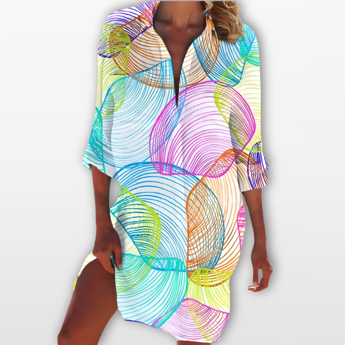 Women Printed Beach Shirt Dress