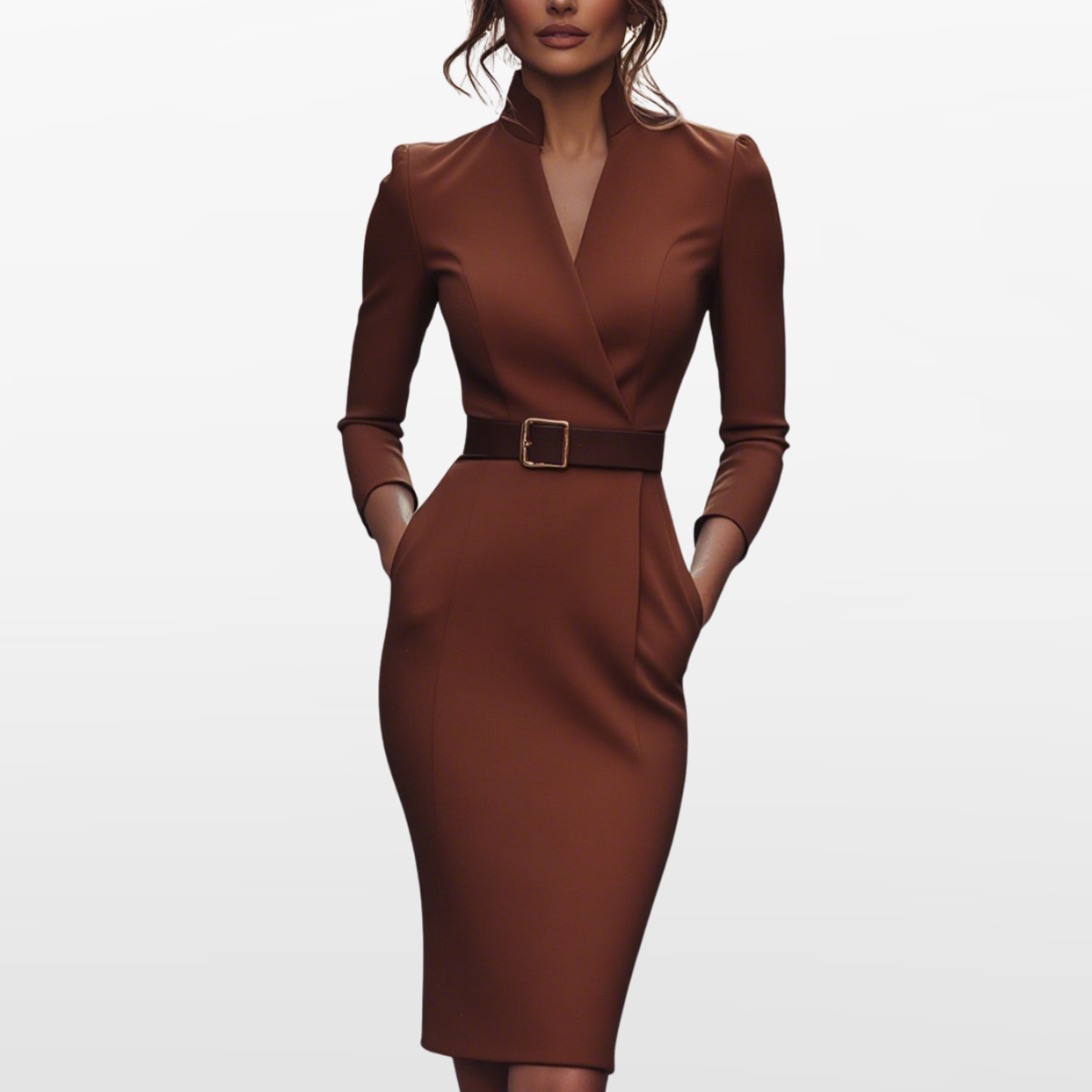 Women Tailored Midi Dress Belted Silhouette – Madison McKoy
