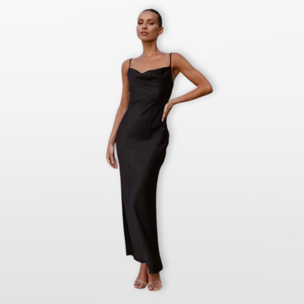 Women’s Satin Maxi Dress Cowl Neck