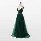 Women’s Lace Tulle Evening Dress Backless Slit