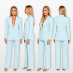 Women Structured Blazer Wide Leg Suit Set