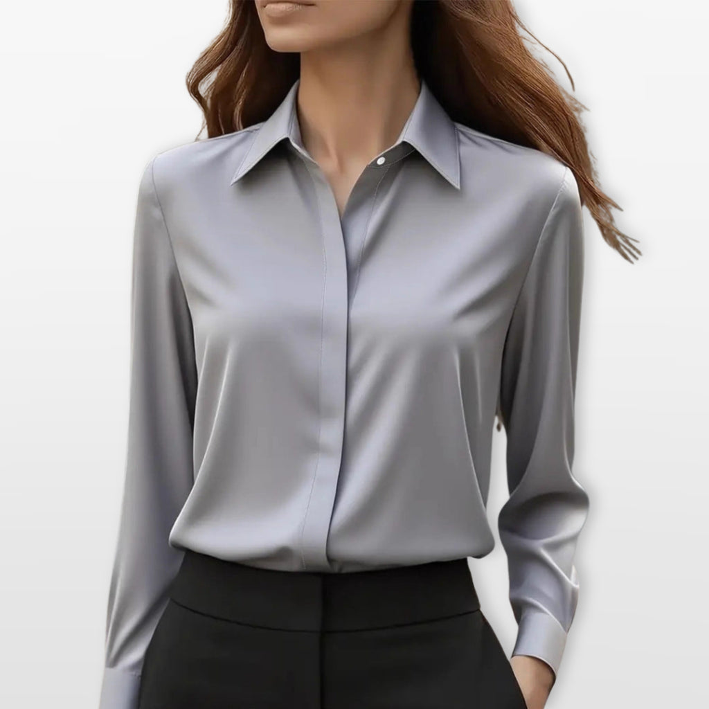 Women’s Satin Blouse Elegant Button Shirt