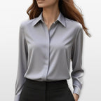Women’s Satin Blouse Elegant Button Shirt