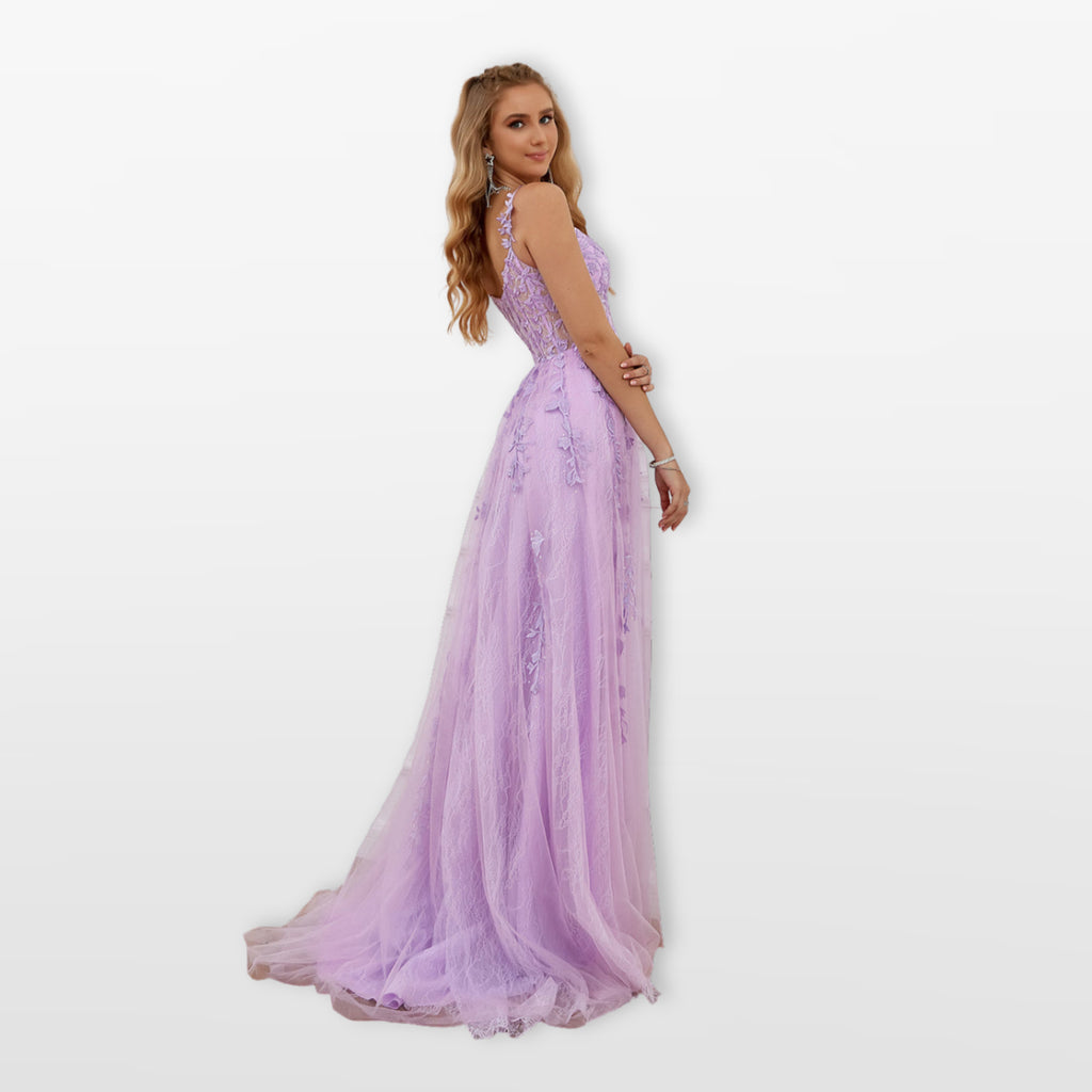 Women’s Lace Tulle Evening Dress Sweetheart Slit