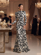 Women's Floral Print Ruched Long Sleeve Maxi Dress