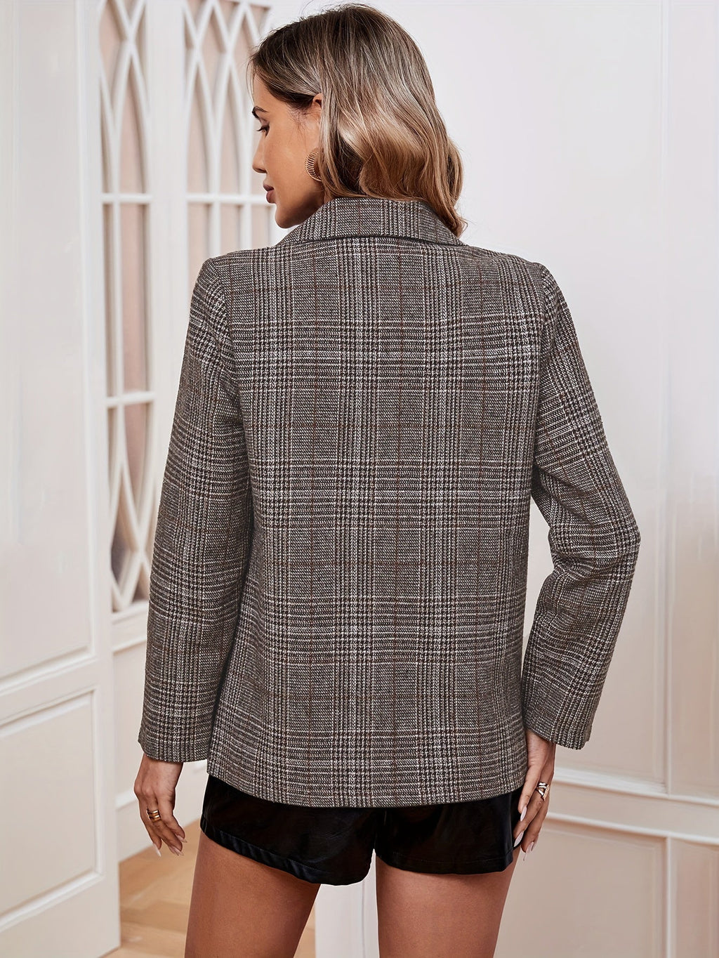 Women’s Longline Plaid Blazer