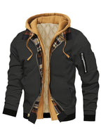 Men’s Hooded Jacket with Plaid Trim
