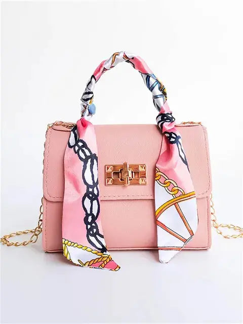 Women's Structured Handbag with Scarf Detail