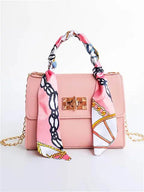 Women's Structured Handbag with Scarf Detail