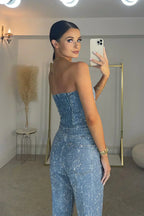 Women's Sparkle Strapless Jumpsuit