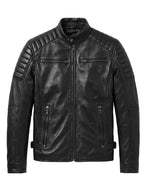 Men's Moto Jacket with Quilted Shoulders