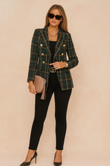 Women’s Double-Breasted Plaid Blazer