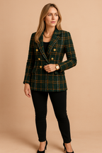Women’s Double-Breasted Plaid Blazer