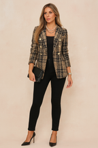 Women’s Double-Breasted Plaid Blazer