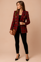 Women’s Double-Breasted Plaid Blazer