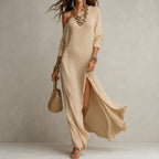 Women’s One-Shoulder Long Sleeve Maxi Dress
