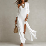 Women’s One-Shoulder Long Sleeve Maxi Dress