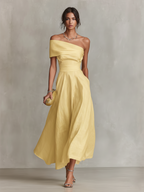 Women’s One-Shoulder Full-Skirt Midi Dress