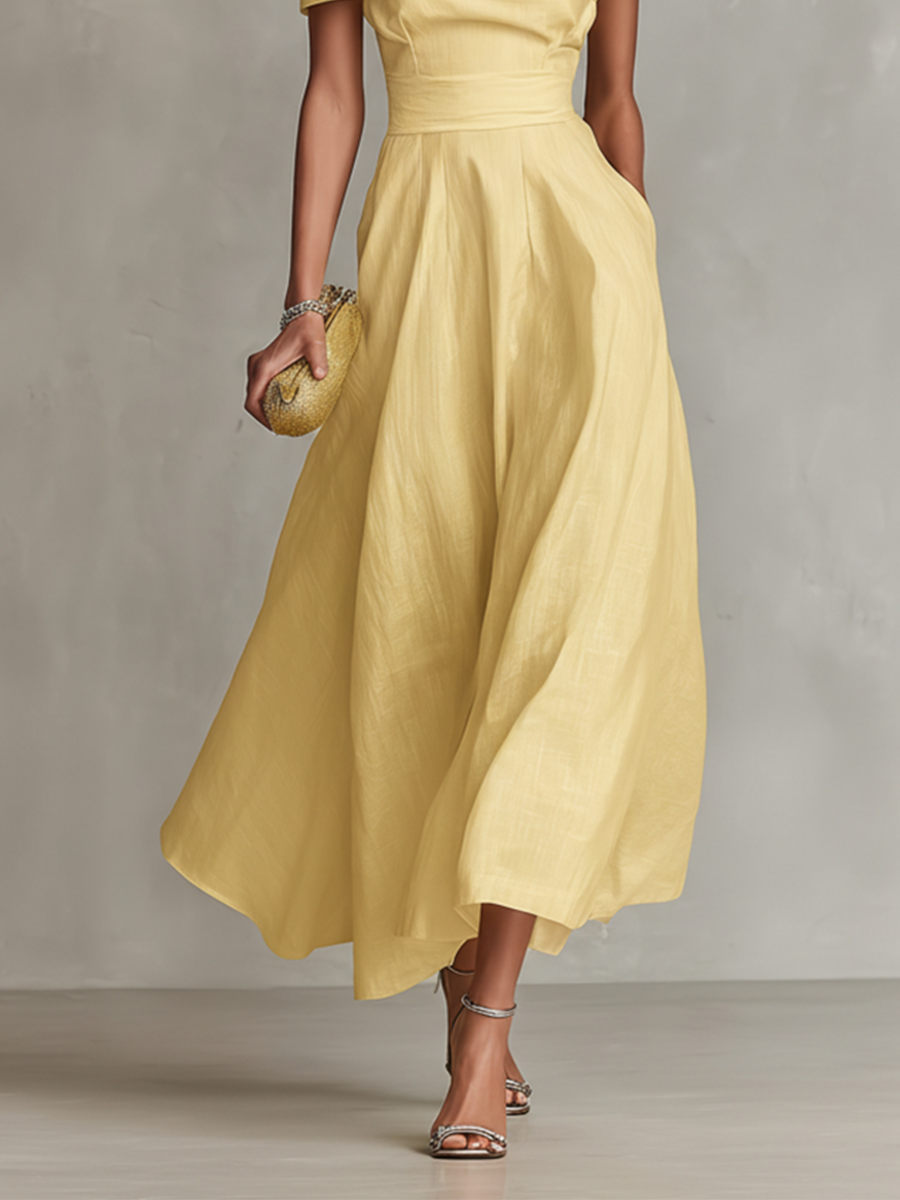 Women’s One-Shoulder Full-Skirt Midi Dress