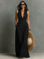 Women’s Sleeveless Button-Front Maxi Dress
