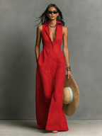 Women’s Sleeveless Button-Front Maxi Dress
