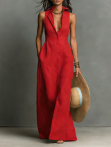 Women’s Sleeveless Button-Front Maxi Dress
