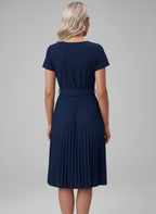 Women’s Tie-Waist Pleated Midi Dress