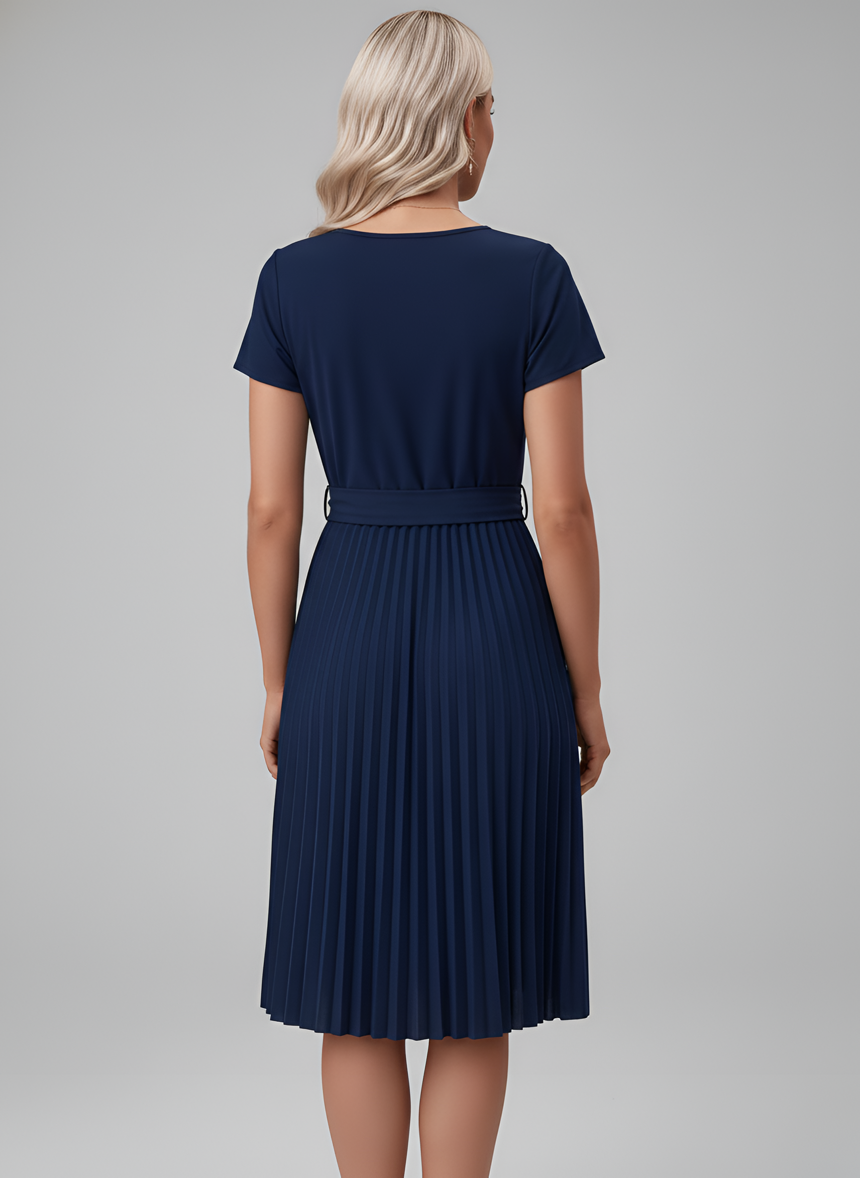 Women’s Tie-Waist Pleated Midi Dress