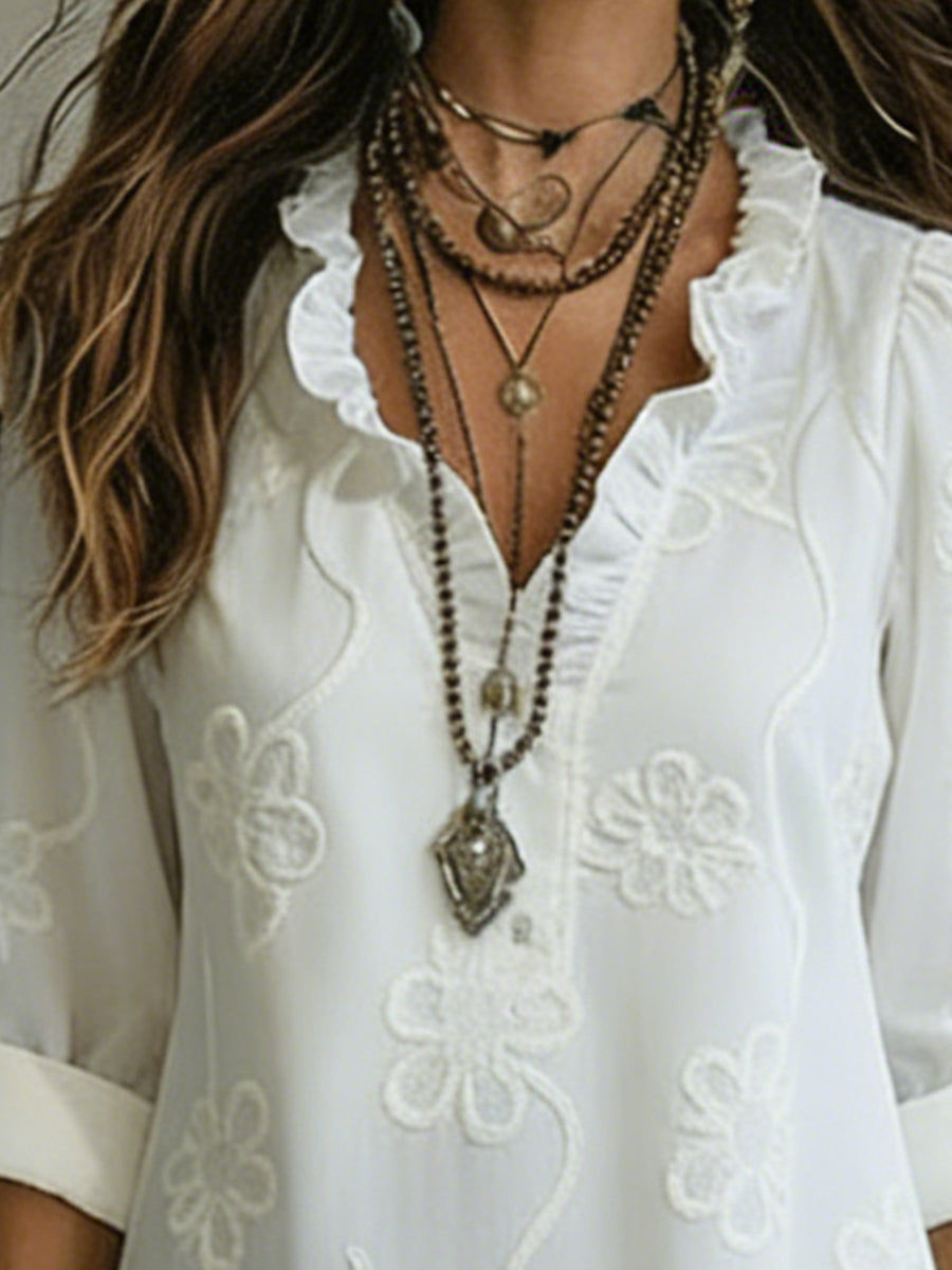 Women's Embroidered Boho Maxi Dress