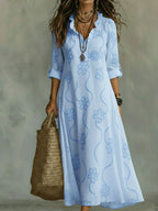 Women's Embroidered Boho Maxi Dress