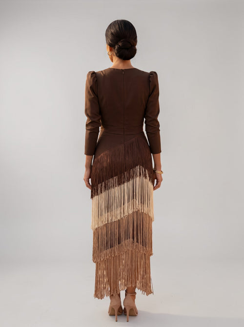 Women's Fringe Maxi Dress Elegant
