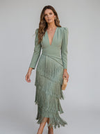 Women's Fringe Maxi Dress Elegant