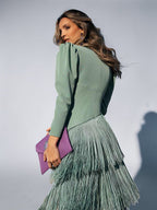 Women's Fringe Maxi Dress Elegant