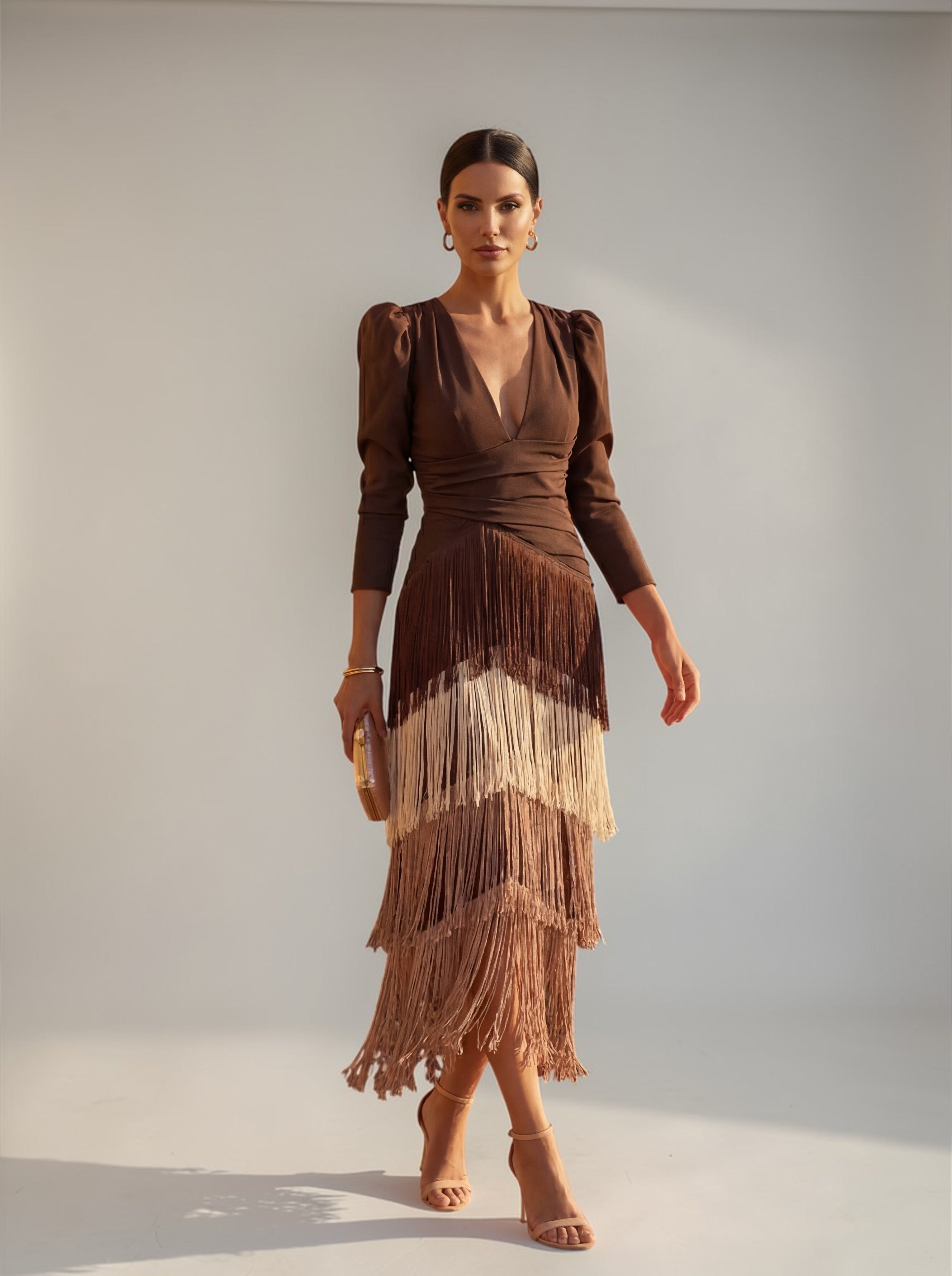 Women's Fringe Maxi Dress Elegant