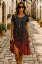 Women’s Printed Short Sleeve Midi Dress