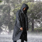 Men’s Long Hooded Coat with Snap Front
