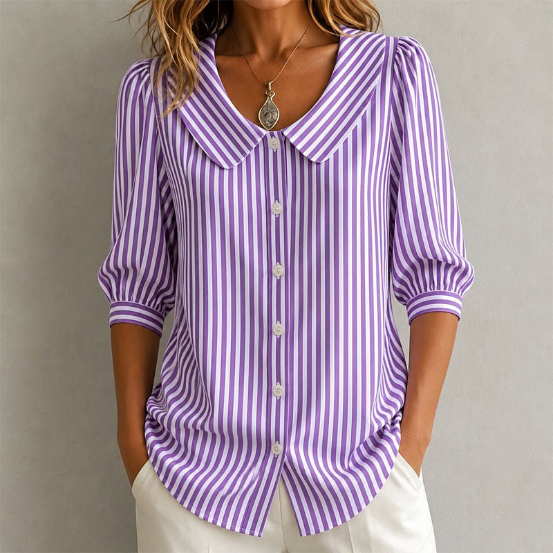 Women’s Striped Button-Up Blouse