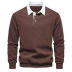 Men’s Contrast Collar Long Sleeve Polo Sweater