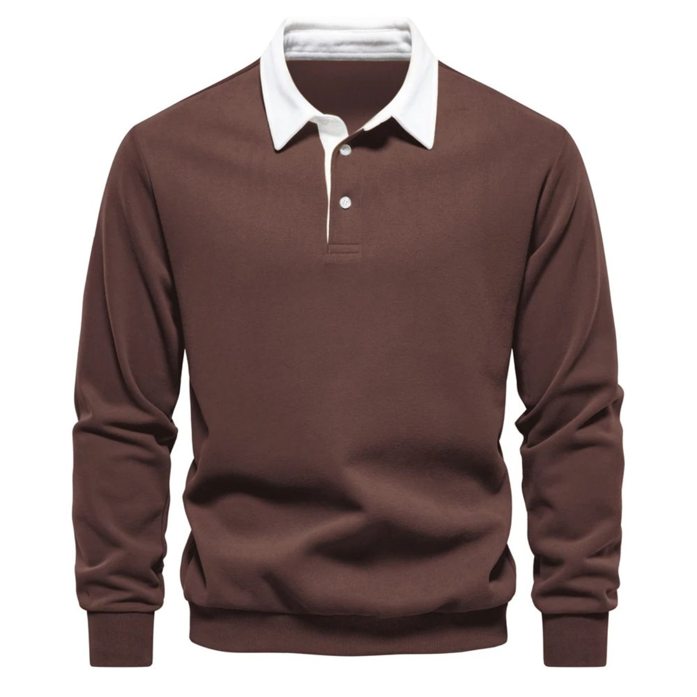 Men’s Contrast Collar Long Sleeve Polo Sweater
