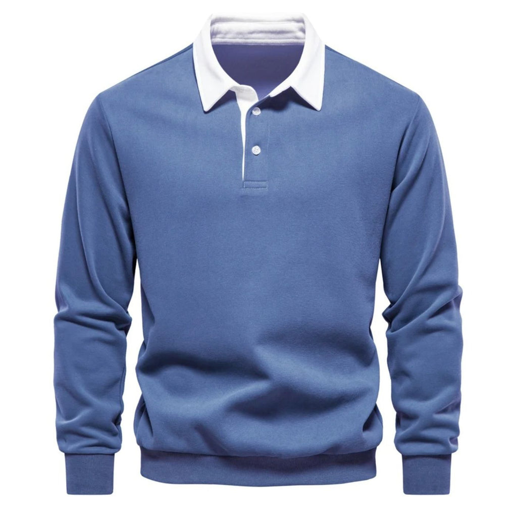 Men’s Contrast Collar Long Sleeve Polo Sweater