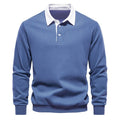 Men’s Contrast Collar Long Sleeve Polo Sweater