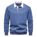 Men’s Contrast Collar Long Sleeve Polo Sweater