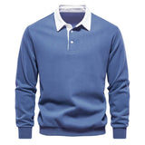 Men’s Contrast Collar Long Sleeve Polo Sweater