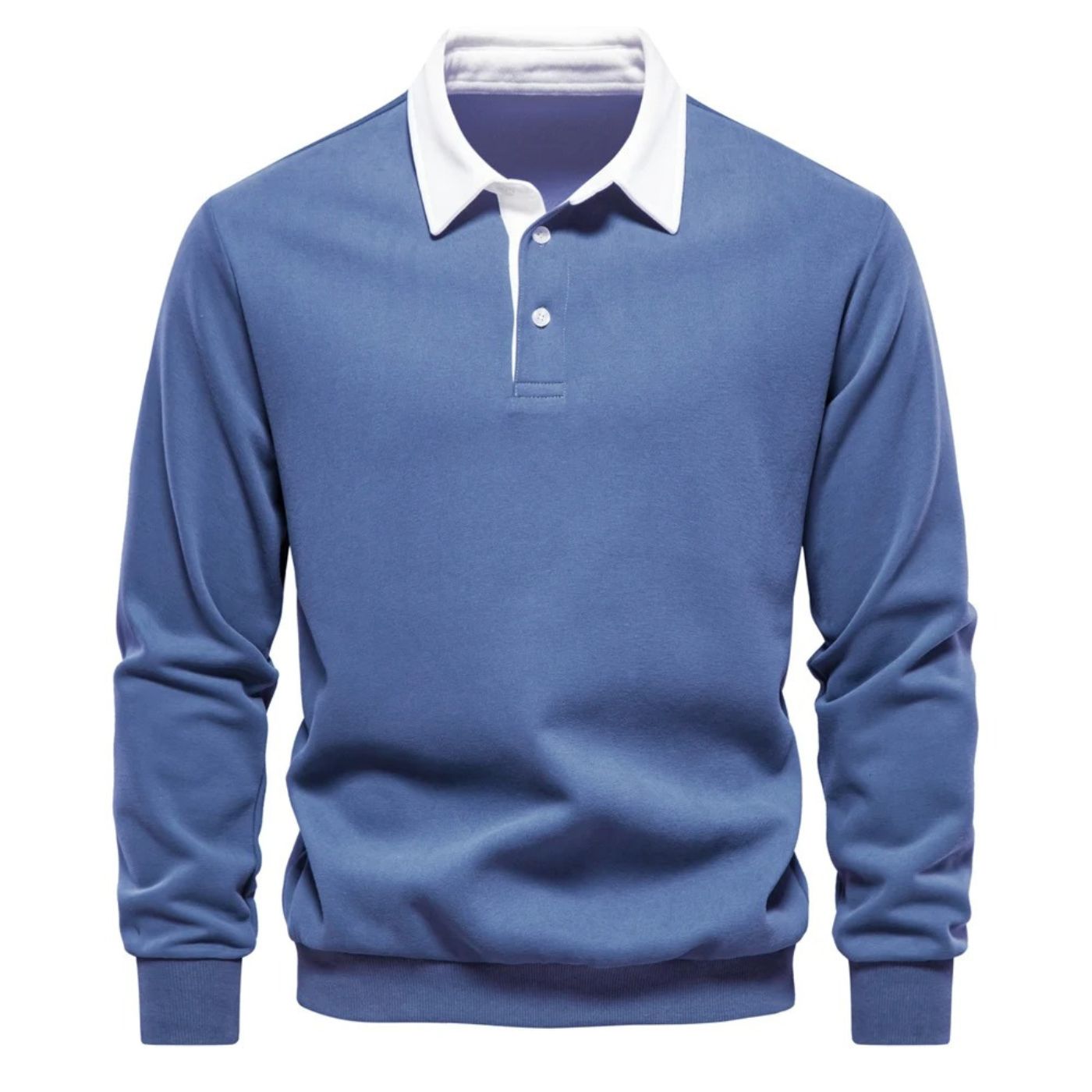 Men’s Contrast Collar Long Sleeve Polo Sweater